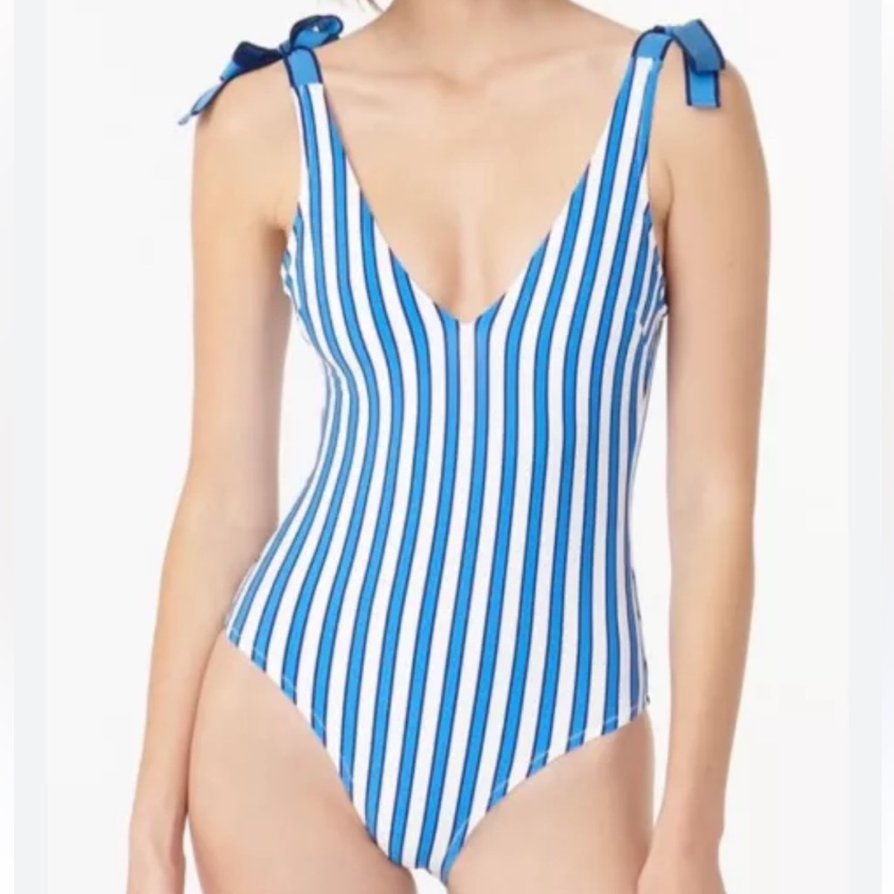 JCREW Cabana Stripe Blue and White One Piece